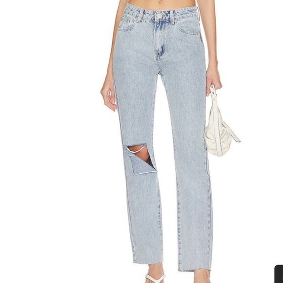 Superdown Dylan Distressed Light Blue Denim Jeans - Trendy & Chic! - Picture 1 of 12